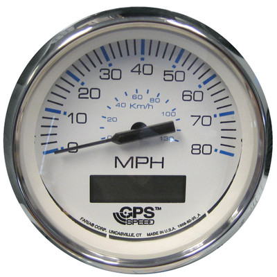 â€‹Faria Chesapeake White SS 4" Speedometer with LCD Heading Display - 80MPH (GPS) - P/N 33829