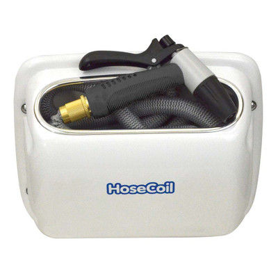 HoseCoil Side Mount Expandable Enclosure with 25&prime; Hose & Rubber Tip Nozzle - P/N HCE25SW-GRAY