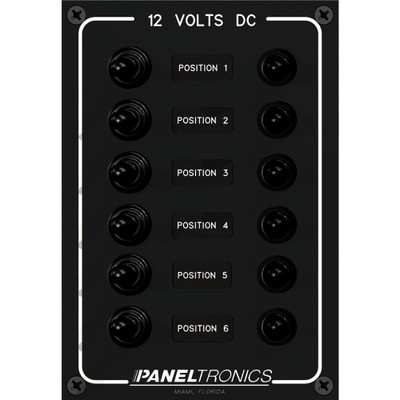 Paneltronics Waterproof Panel - DC 6-Position Toggle Switch & Circuit Breaker - P/N 9960016B