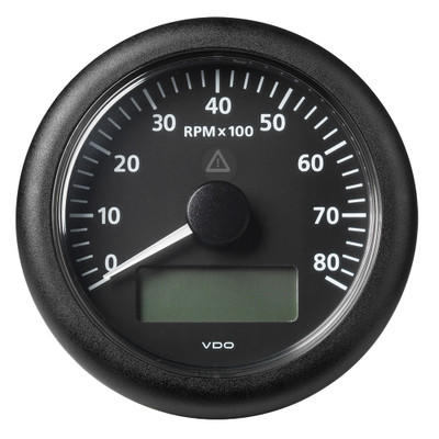 Veratron 3-3/8" (85MM) ViewLine Tachometer with Multi-Function Display - 0 to 8000 RPM - Black Dial & Bezel - P/N A2C59512395