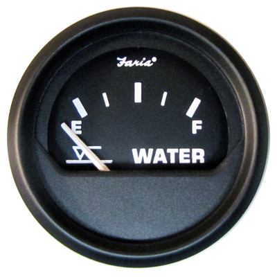 Faria Euro Black 2" Tank Level Gauge - Potable Water (Metric) - P/N 12831