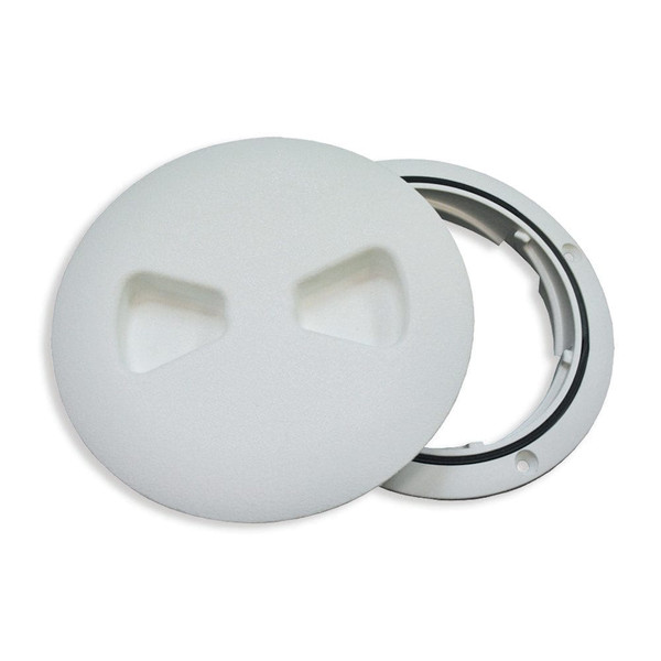 6" Low Profile Screw Out Textured Deck Plate W/ Molded Gasket- Polar White - Packaged by TH Marine (DPSLP-6-2-DP) 6" Low Profile Screw Out Textured Deck Plate W/ Molded Gasket- Polar White - Packaged by TH Marine (DPSLP-6-2-DP)