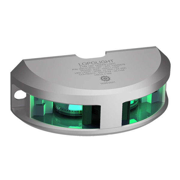 Lopolight Series 200-018 - Navigation Light - 2NM - Vertical Mount - Green - Silver Housing - P/N 200-018G2