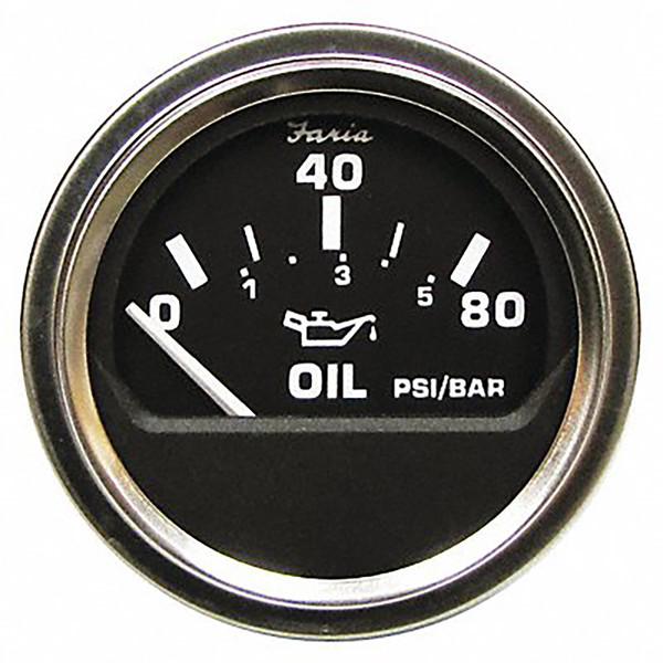 Faria 2" Heavy Duty Oil Pressure Gauge - 80 PSI - Black Dial & SS Bezel - P/N 24004
