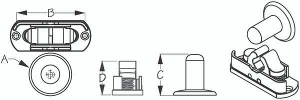 Pl Sprng Loaded Door Catch Ver by Sea Dog Marine (227186-1)