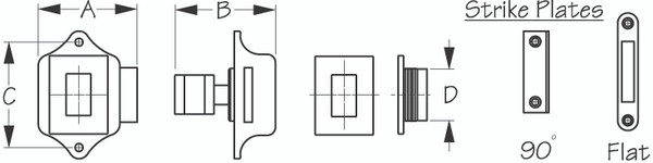 Push Button Rim Latch - Sea-Dog Line - 225310 (225310-1)