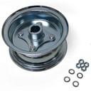 6″ WHEEL, STEEL, ASSEMBLY with 1″ Live Axle Hub, Two piece Rim, 3-3/8″ Wide