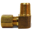 Male Adapter Elbow Brass Fitting, 3/16" Tube to 1/8" N.P.T.
