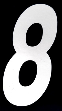 Stick-on 6" slanted number (8 white) Stick-on 6" slanted number (8 white)
