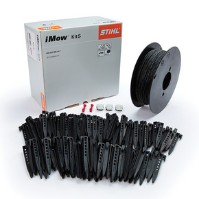 Installation kit with 164 yards of 3.4 mm diameter perimeter wire, 150 stakes, 2 press-fit docking station connectors, 3 wire connectors