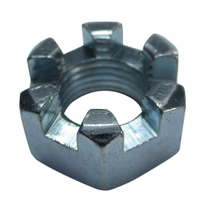 Slotted Hex Nut, 1/2-20, Zinc Plated Slotted Hex Nut, 1/2-20, Zinc Plated