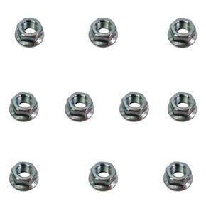 Pack of (10) Zinc Plated Steel Serrated Flange Hex Locknuts 5/8"-18 Thread Size Pack of (10) Zinc Plated Steel Serrated Flange Hex Locknuts 5/8"-18 Thread Size