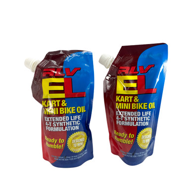 RLV OIL0240 14Oz Pouch Of El Minibike & Kart Oil, Extended Life 4-T Synthetic Formulation 5W-30 For 4-Cycle Engines, 4 Pack
