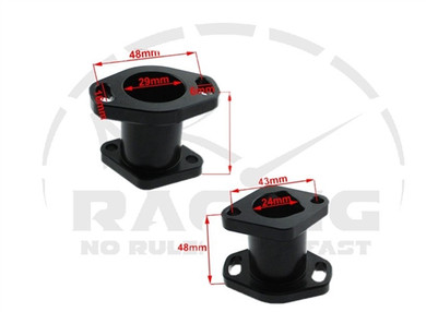 Manifold, 22mm Mikuni to GX200, 6.5 Chinese OHV, & 212 Predator; Long - Black