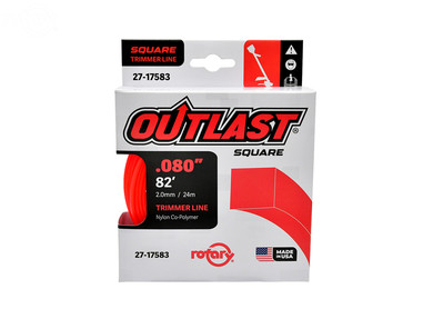 TRIMMER LINE .080 X 82' OUTLAST SQUARE RED