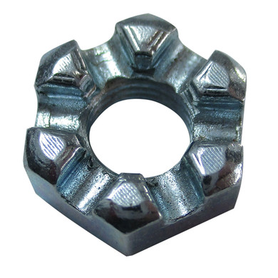Slotted Hex Nut, 1/4-28, Zinc Plated