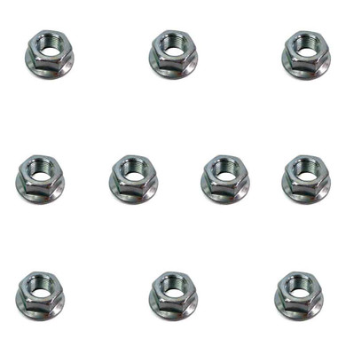 Pack of (10) Zinc Plated Steel Serrated Flange Hex Locknuts 5/8"-18 Thread Size