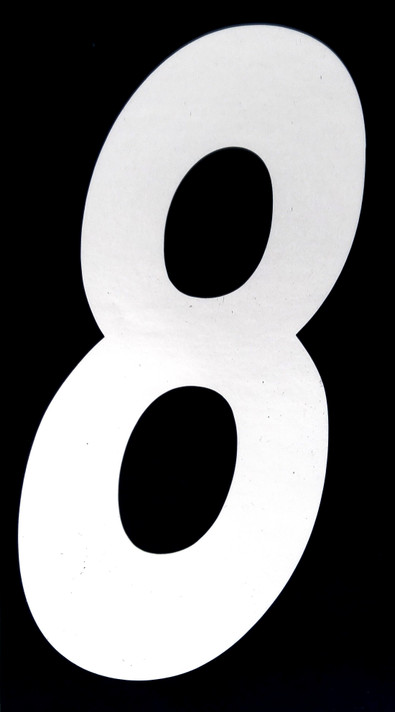 Stick-on 6" slanted number (8 white)