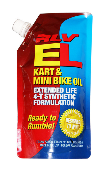RLV OIL0260 16Oz Pouch Of El Minibike & Kart Oil, Extended Life 4-T Synthetic Formulation 5W-30 For 4-Cycle Engines, 4 Pack