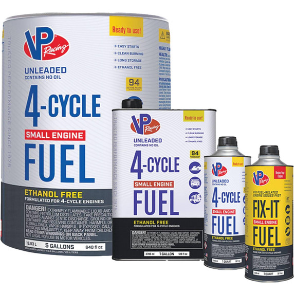 4-Cycle Fuel Variety Pallet - 15 cases containing 120 quarts, 26 cases containing 104 gallons, and 12 5 gallon pails