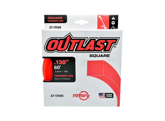 TRIMMER LINE .130 X 60' OUTLAST SQUARE RED