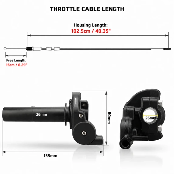 NIBBI 7/8" TWIST THROTTLE KIT WITH CABLE & GRIPS