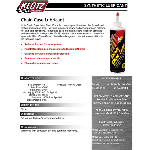 Klotz Hi-Performance Chain Case Lube - 12 oz.