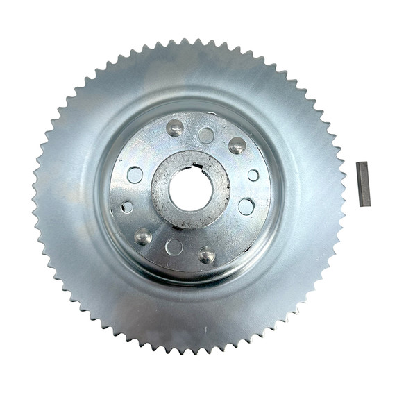 72 Tooth 35 Chain Sprocket 4-1/2" Drum Riveted to Mini-Hub, 1" Bore