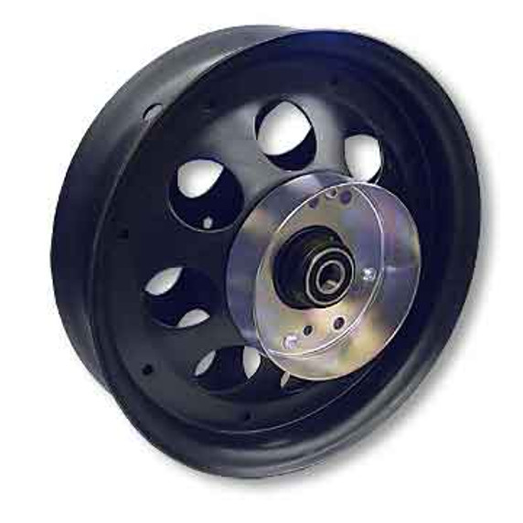 10" Steel Wheel, Black Oxide, With 5/8" ID Precision Bearing, Brake Drum