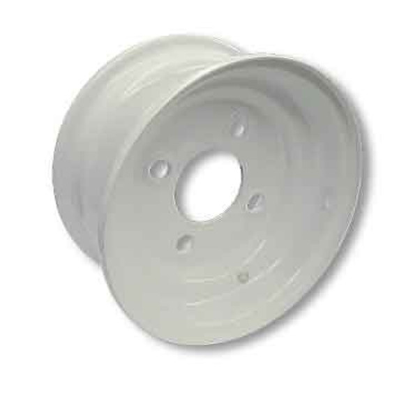 8" Steel Wheel, 3 3/4" Wide, Four 1/2" Bolt Holes on 4" Circle