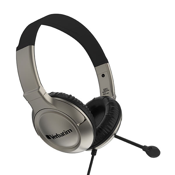 Verbatim Headset With Noise Cancelling Mic Graphite