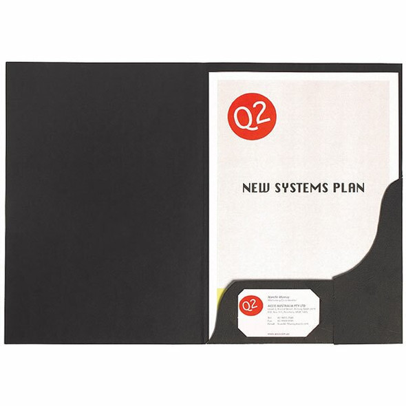 Marbig Professional Presentation Folders A4 Leathergrain Black  Pack 20