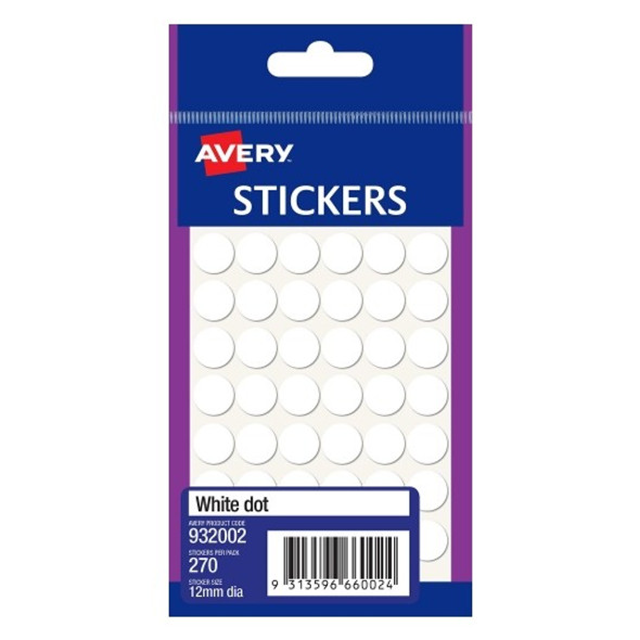 White Avery Labels 12mm