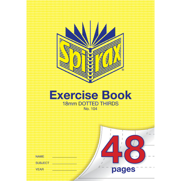 Spirax 104 Exercise Book 48 Page A4 18mm Dotted Thirds