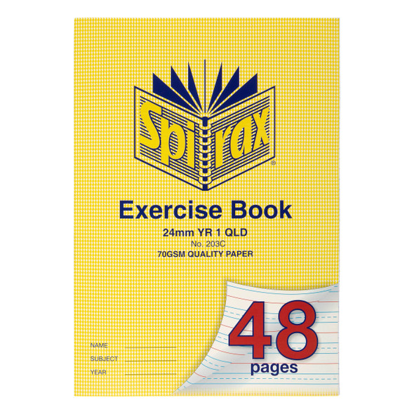 Spirax Exercise Book QLD Ruling Year 1 A4 48pg 24mm Ruled