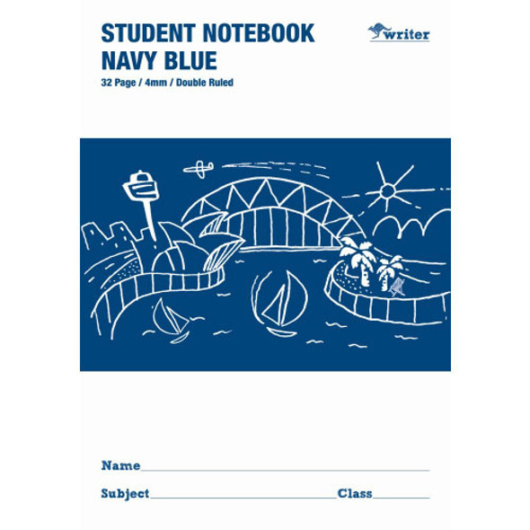 Writer Navy Blue 32pg 4mm Double Ruled Student Notebook