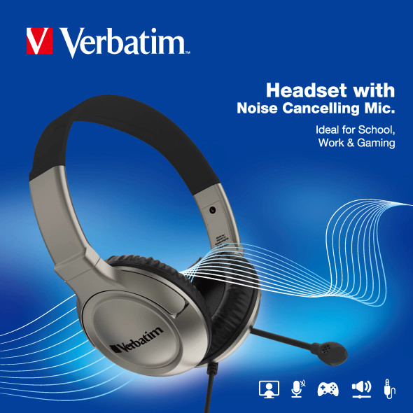 Verbatim Headset With Mic + Noise Cancelation