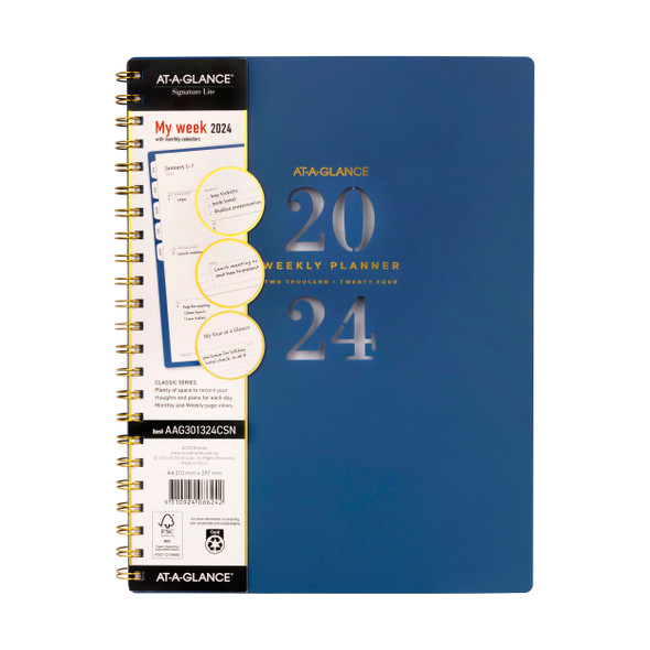 At-A-Glance Signature Diary A4 Classic Week To View 2024 A4 Starry Night