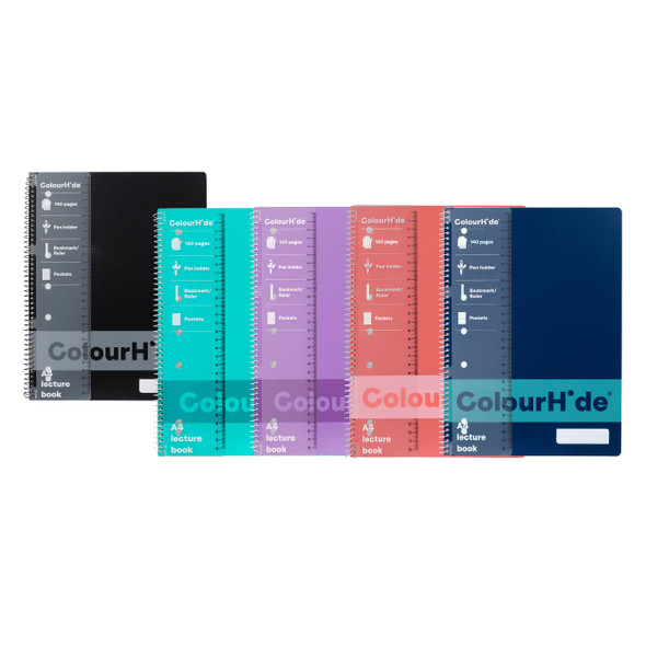 Colourhide 1719599J Lecture Book A4 140pg Assorted Pack 10