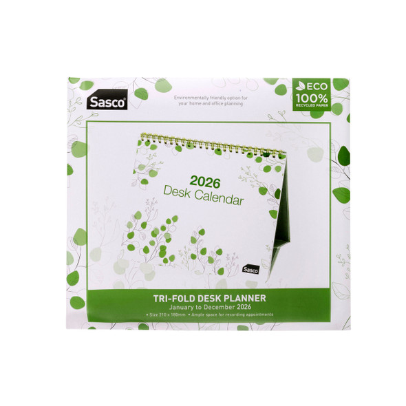 Sasco Eco Trifold Desk Calendar 2026