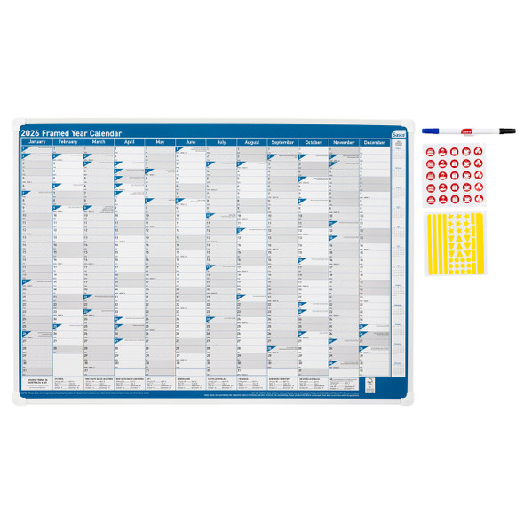Sasco 2026 Framed Year Planner 700x1000mm Blue