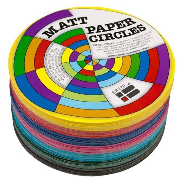 Brenex Matte Circles 120mm Diameter Single Sided 500 Sheets Assorted Colours