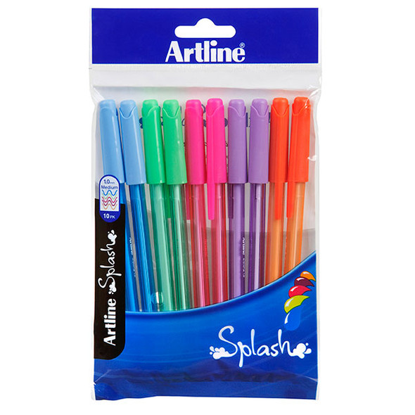 Artline  Splash Stick Pens Assorted Brights 10 Packs