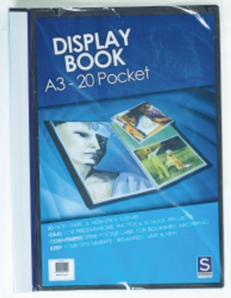 Display Book A3 Insert Cover 20 Pocket Black