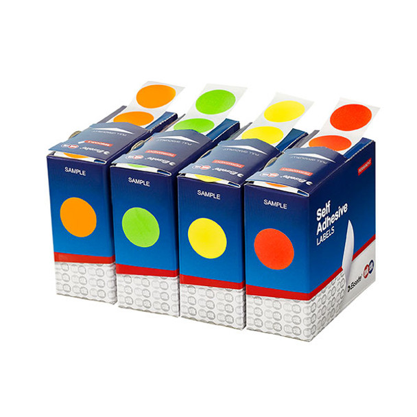 Quickstik Label Dispenser Circle 24mm Fluoro 400 Labels