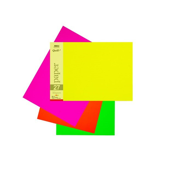 Quill Coloured Paper 80gsm A3 Pack 150 - Fluoro Assorted