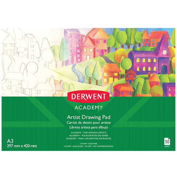 Derwent Academy Drawing Pad A3 Landscape 50 Sheet