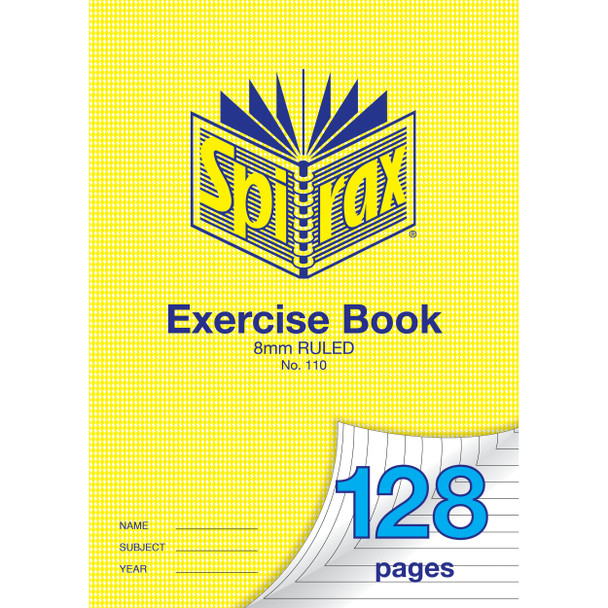 Spirax 110 Exercise Book 128 Page A4 8mm Ruled