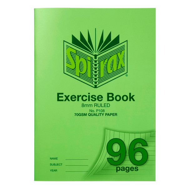 Spirax P108 Exercise Book A4 96 Page 8mm Ruled