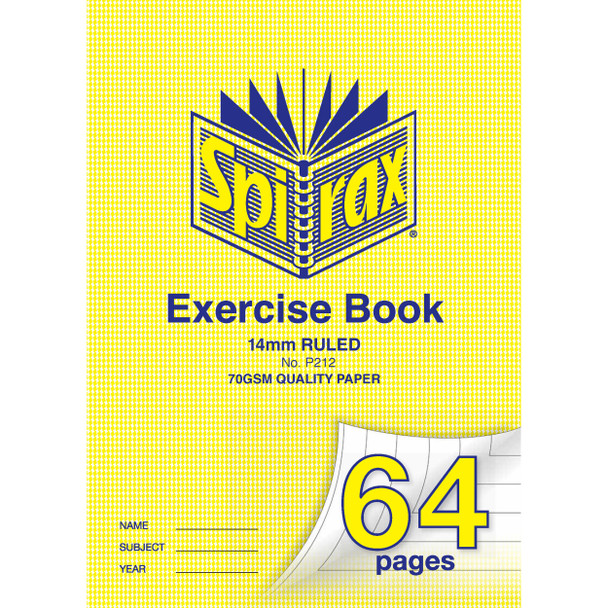 Spirax P212 Exercise Book A4 64pg 14mm Ruled